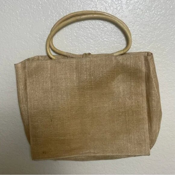 ⭐️ Embroidered Peach Boho Rattan Wicker Picnic Beach Hipster Tote Bag Purse - Picture 6 of 6